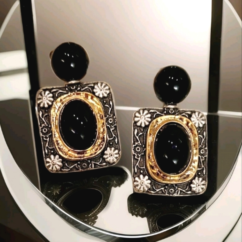 Vintage Estate Romantic Two-Toned  Gold Silver Drop Earrings